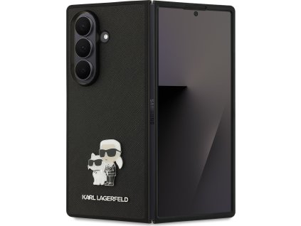 Karl Lagerfeld PU Saffiano Karl and Choupette Zadní Kryt pro Samsung Galaxy Z Fold 7 Black