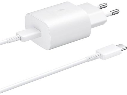 EP-TA800EWE + EP-DA705BWE Samsung 25W Cestovní nabíječka + USB-C/USB-C Datový Kabel White (OOB Bulk)