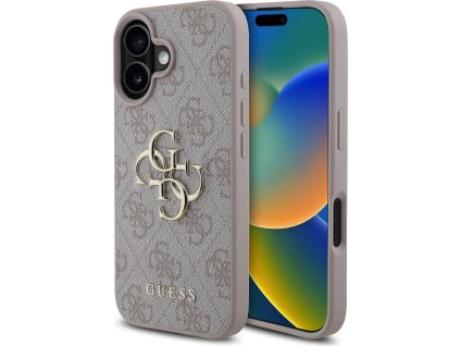 Guess PU 4G Metal Logo Zadní Kryt pro iPhone 16 Pink