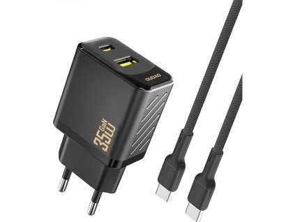 Dudao A27MaxCEU PD QC 35W USB-A USB-C nástěnná nabíječka s kabelem USB-C - černá