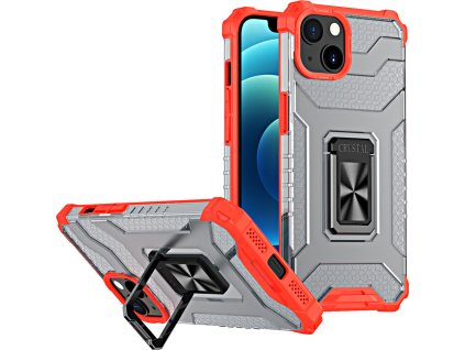 Crystal Ring kryt s stojánkem a robustním krytem pro iPhone 13 červený
