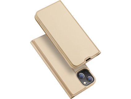 Pouzdro Dux Ducis Skin Pro typu Bookcase pro iPhone 13 mini zlaté barvy