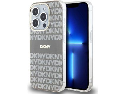 DKNY PC/TPU Repeat Pattern Tonal Stripe Magsafe Zadní Kryt pro iPhone 14 Pro Max Beige
