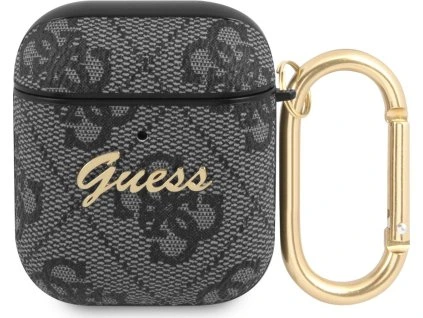 Guess 4G Script PC/PU Pouzdro pro AirPods 1/2 Black