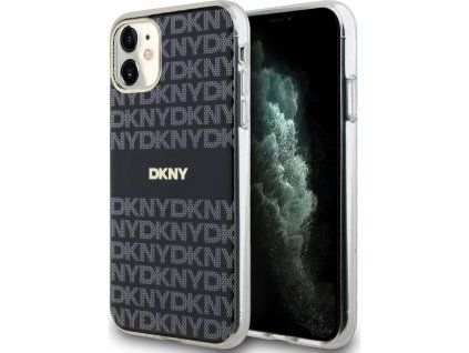 DKNY PC/TPU Repeat Pattern Tonal Stripe Magsafe Zadný Kryt pre iPhone 11 Black