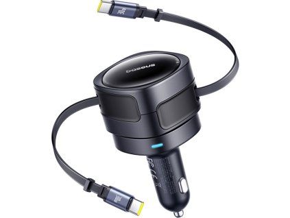 Baseus Enjoyment Max nabíječka do auta s kabely USB-C+USB-C 60W černá
