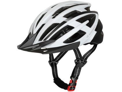 Cyklistická helma Wozinsky MTB s USB zadním světlem M - černá a bílá
