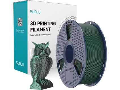 Dvoubarevná filamentová nit Sunlu PLA+ Silk (černá a zelená)
