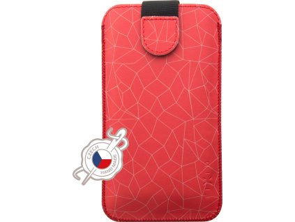 Pouzdro FIXED Soft Slim se zavíráním, PU kůže, velikost L, motiv Red Mesh