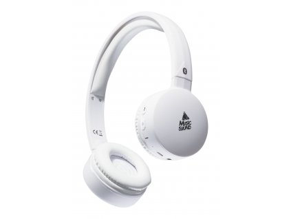 Bluetooth sluchátka MUSIC SOUND s hlavovým mostem a mikrofonem, bílá