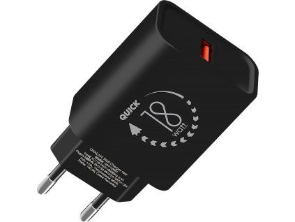 Cestovná nabíjačka USB-A 18W, čierna