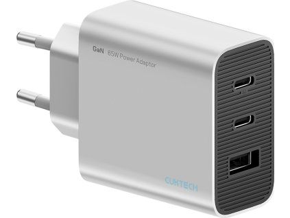Nabíječka do zásuvky Cuktech 65W GaN 2xUSB-C 1xUSB-A - šedá