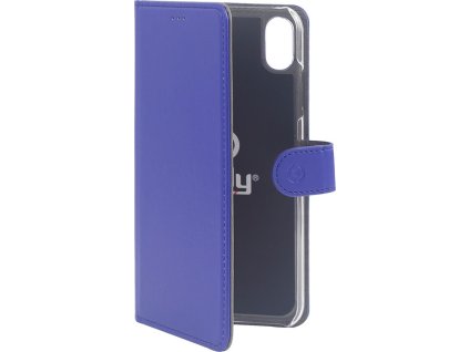 Pouzdro typu kniha CELLY Wally pro Apple iPhone XR, PU kůže, modré