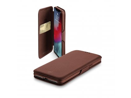 Pouzdro typu kniha CellularLine Book Clutch pro Apple iPhone XR, hnědé