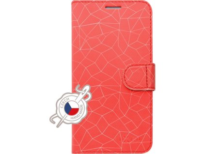 Pouzdro typu kniha FIXED FIT pro Apple iPhone XR, motiv Red Mesh