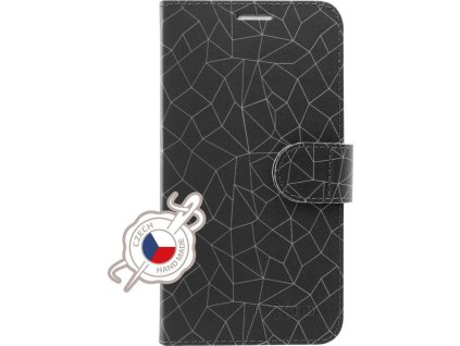 Pouzdro typu kniha FIXED FIT pro Apple iPhone XR, motiv Grey Mesh