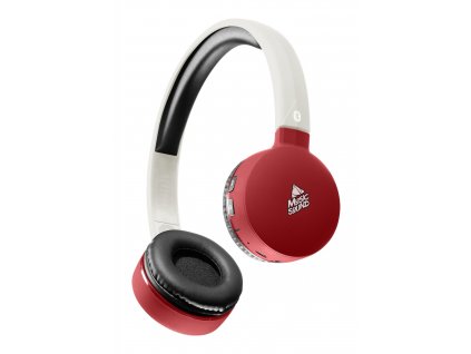 Bluetooth sluchátka MUSIC SOUND s hlavovým mostem a mikrofonem, bílo-červená
