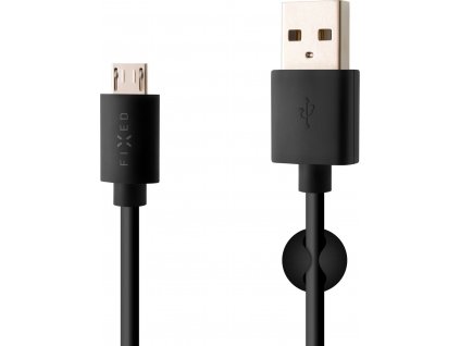 Dlhý dátový a nabíjací kábel FIXED s konektormi USB/micro USB, 2 metre, čierny
