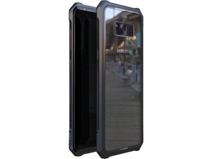 Luphie King of Snaps Magnetic Aluminium Bumper Case Glass Black pro Samsung Galaxy S8