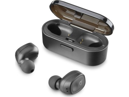 True wireless sluchátka Cellularline Shadow s dobíjecím pouzdrem, černá