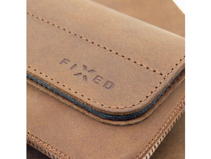 Horizontální kožené pouzdro FIXED Posh se zavíráním, velikost 5XL, hnědé