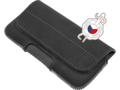 Horizontální kožené pouzdro FIXED Posh se zavíráním, velikost 4XL+, černé