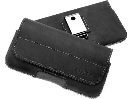 Horizontální kožené pouzdro FIXED Posh se zavíráním, velikost 4XL+, černé