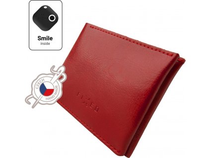 Kožená peňaženka Smile Wallet so smart trackerom FIXED Smile s motion senzorom, červená