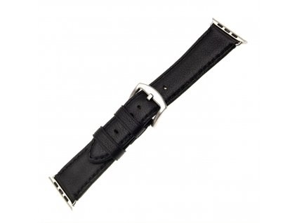 Kožený remienok FIXED Berkeley pre Apple Watch 42/44/45/49mm so striebornou sponou, veľkosť L, čierny