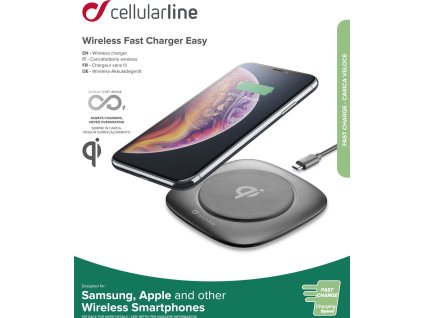 Bezdrátová nabíječka Cellularline Wireless Fast Charger Easy, max. 10W, Qi kompatibilní, černá