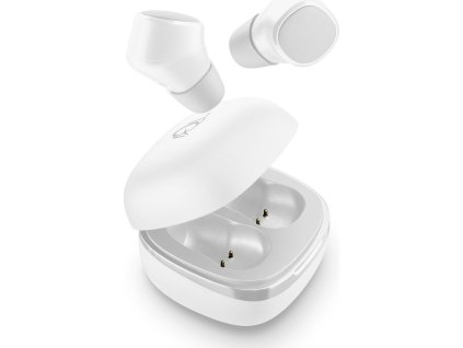 True Wireless sluchátka Cellularline Evade s dobíjecím pouzdrem, bílá