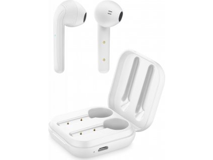 True wireless sluchátka Cellularline Java s dobíjecím pouzdrem, bílá