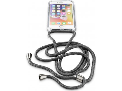 Transparentní zadní kryt Cellularline Neck-Case s černou šňůrkou na krk pro Apple iPhone 7/8/SE (2020/2022)