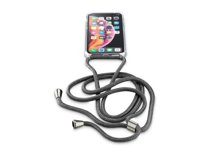 Transparentní zadní kryt Cellularline Neck-Case s černou šňůrkou na krk pro Apple iPhone X/XS