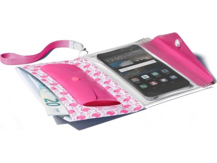 Vodeodolné púzdro s peňaženkou Cellularline Voyager Pochette pre telefóny do veľkosti 5,2", ružové