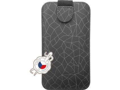 Pouzdro FIXED Soft Slim se zavíráním, PU kůže, velikost 4XL+, motiv Grey Mesh