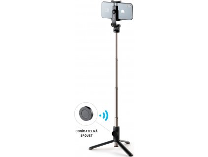 Selfie stick s tripodom FIXED Snap a bezdrôtovou spúšťou, 1/4" závit, čierny