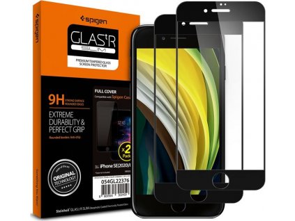 Spigen Glass FC 2 Pack, čierna - iPhone SE/8/7