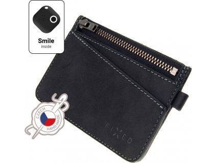 Kožená peňaženka FIXED Smile Coins so smart trackerom FIXED Smile Motion, čierna