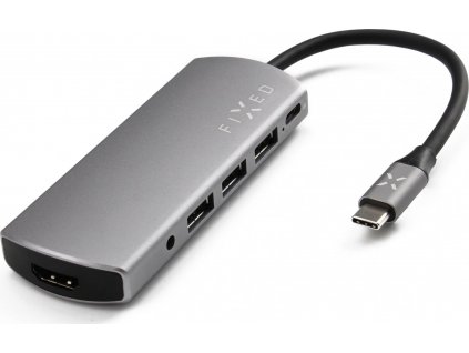 hliníkový FIXED HUB 6IN1 s rozhraním USB-C pro notebooky a tablety
