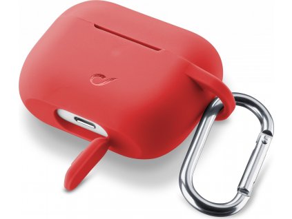 Ochranný kryt s karabinou Cellularline Bounce pro Apple AirPods Pro, červený