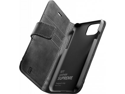 Prémiové kožené pouzdro typu kniha Cellularine Supreme pro Apple iPhone 12 Pro Max, černé