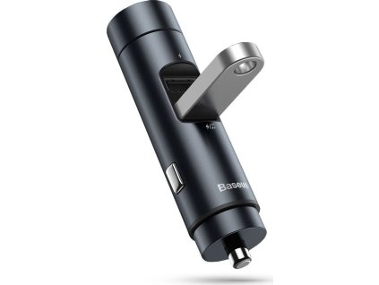 BASEUS ENERGY COLUMN 2-PORT USB CAR CHARGER + TRANSMITER FM DARK GREY