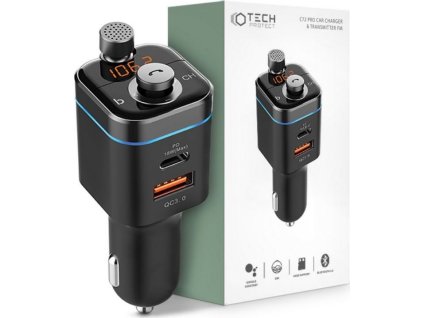 TECH-PROTECT C72 PRO 2-PORT CAR CHARGER + TRANSMITER FM BLACK
