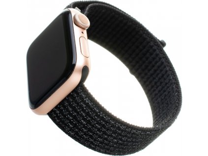 Nylonový řemínek FIXED Nylon Strap pro Apple Watch 42/44/45/49mm, reflexně černý