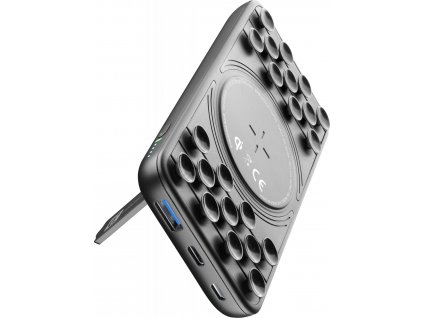 Powerbanka Cellularline Octopus Wireless Powerbank s bezdrátovým nabíjením a přísavkami, 10 000 mAh, černá