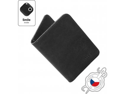 Kožená peněženka FIXED Smile Wallet XL se smart trackerem FIXED Smile PRO, černá