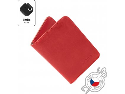 Kožená peněženka FIXED Smile Wallet XL se smart trackerem FIXED Smile PRO, červená