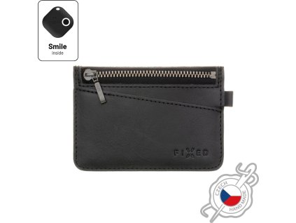Kožená peňaženka FIXED Smile Coins so smart trackerom FIXED Smile PRO, čierna