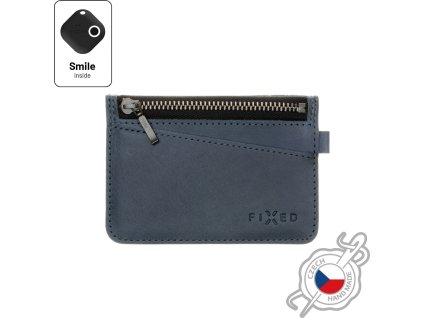 Kožená peněženka FIXED Smile Coins se smart trackerem FIXED Smile Pro, modrá